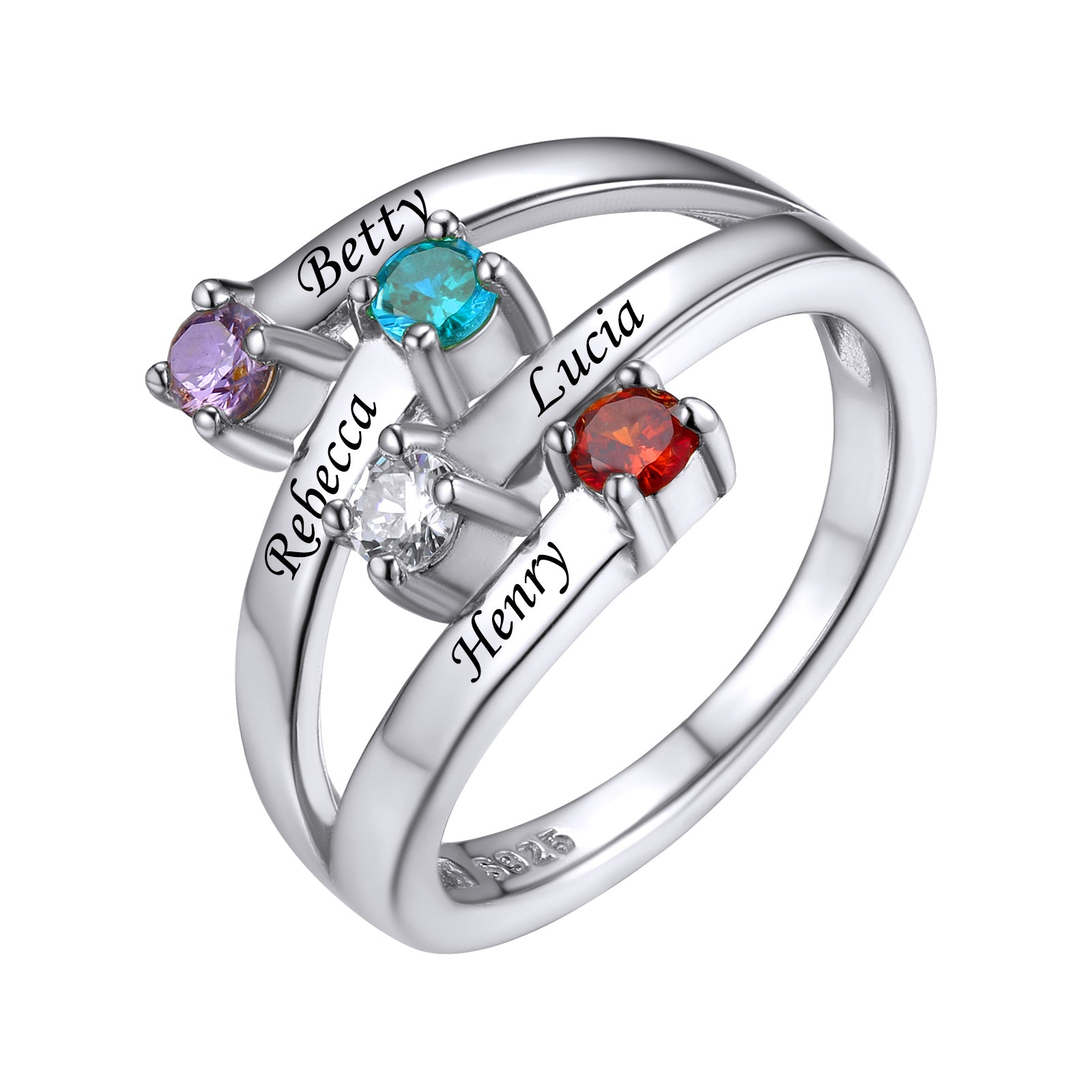 Adjustable Sterling Silver Personalized Birthstone Ring