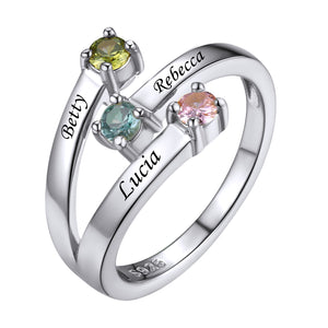 Adjustable Sterling Silver Personalized Birthstone Ring