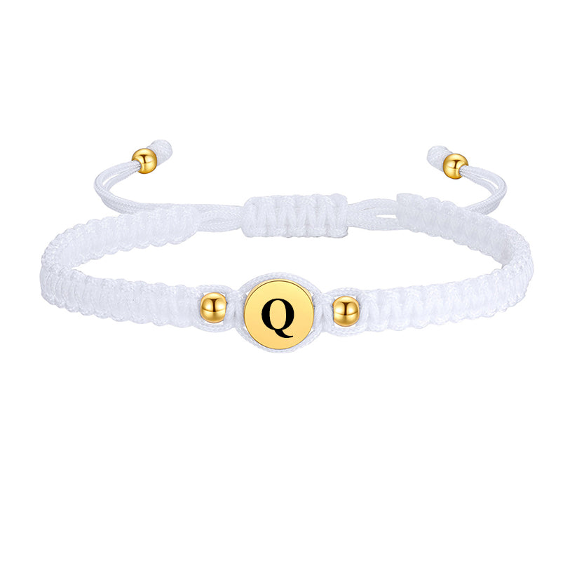  Adjustable Braided Initial Letter 1 Beads Bracelets