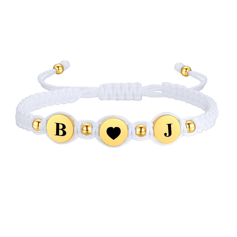  Adjustable Braided Initial Letter 3 Beads Bracelets