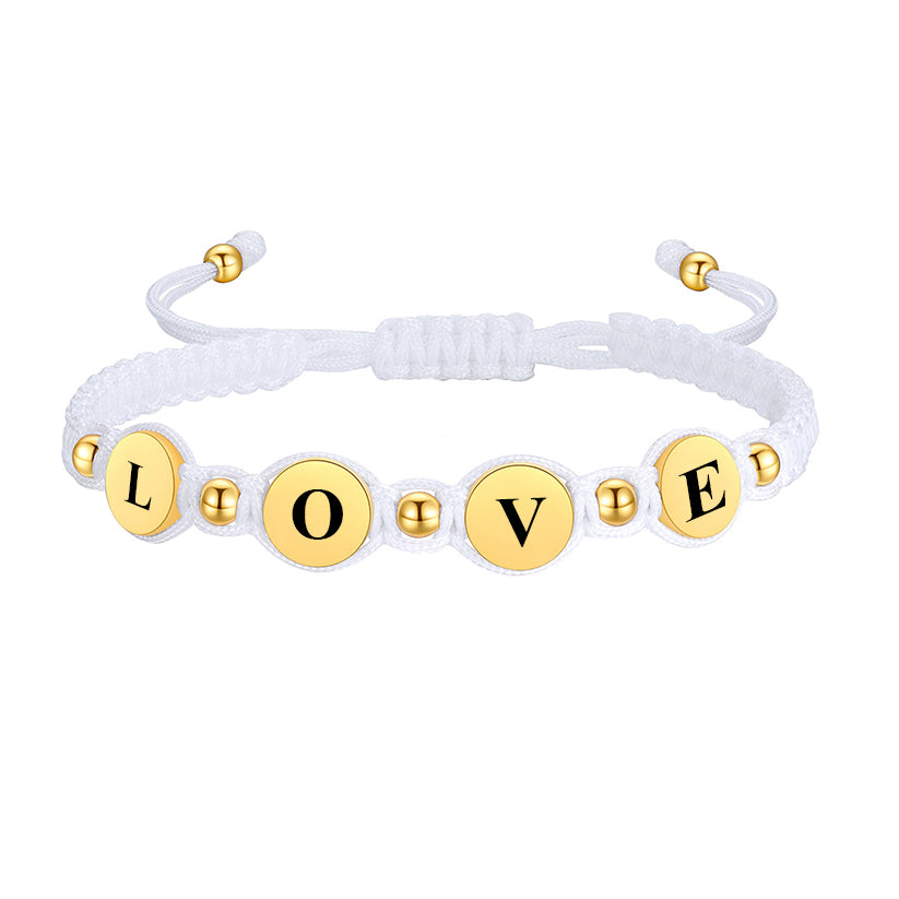  Adjustable Braided Initial Letter 4 Beads Bracelets