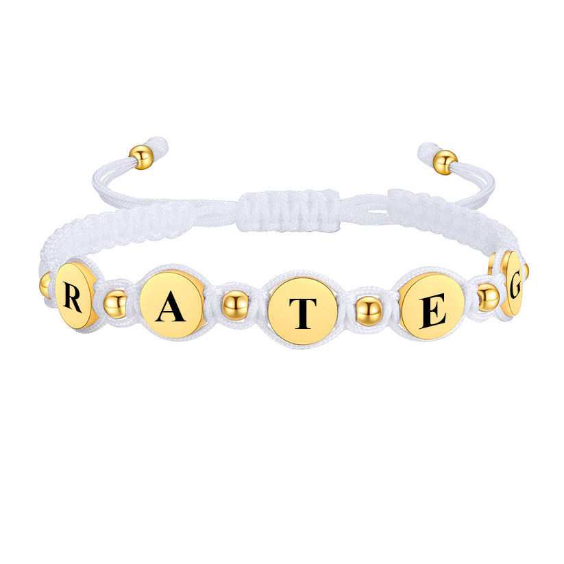  Adjustable Braided Initial Letter 5 Beads Bracelets