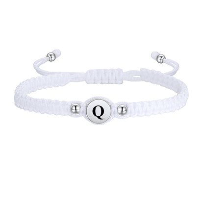  Adjustable Braided Initial Letter Beads Bracelets White