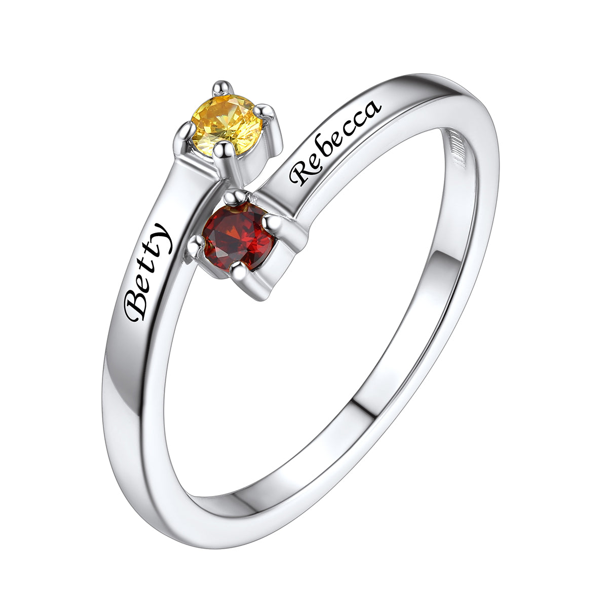 Adjustable Sterling Silver Personalized Birthstone Ring