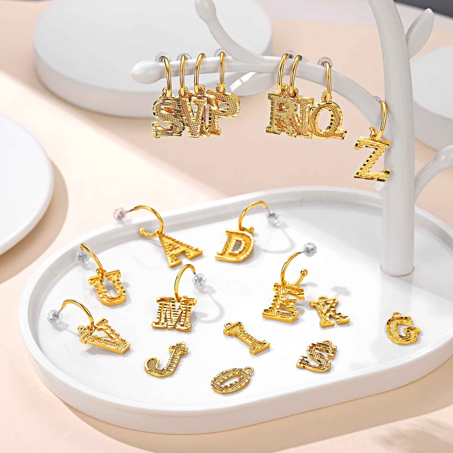Alphabet Initial Hoop Earrings In different initial