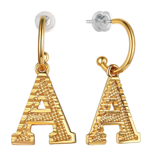 Alphabet Initial Hoop Earrings for Women