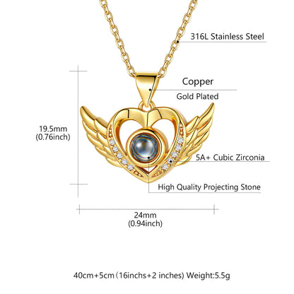 Angel Wing Photo Projection Necklace Dimension, Durable
