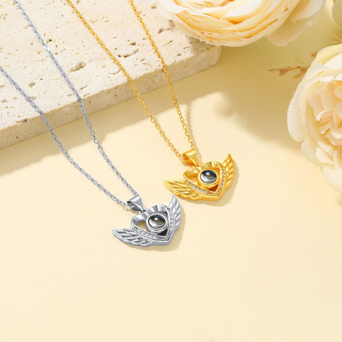 Angel Wing Photo Projection Necklace in different color