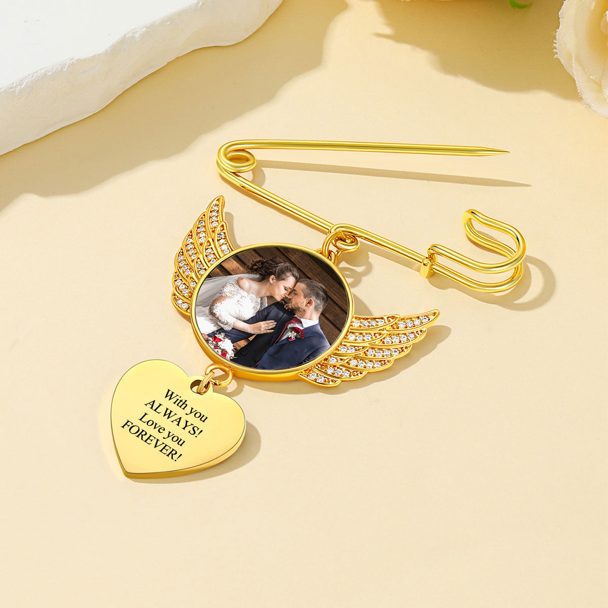 Angel Wing Wedding Bouquet Picture Brooch Pins