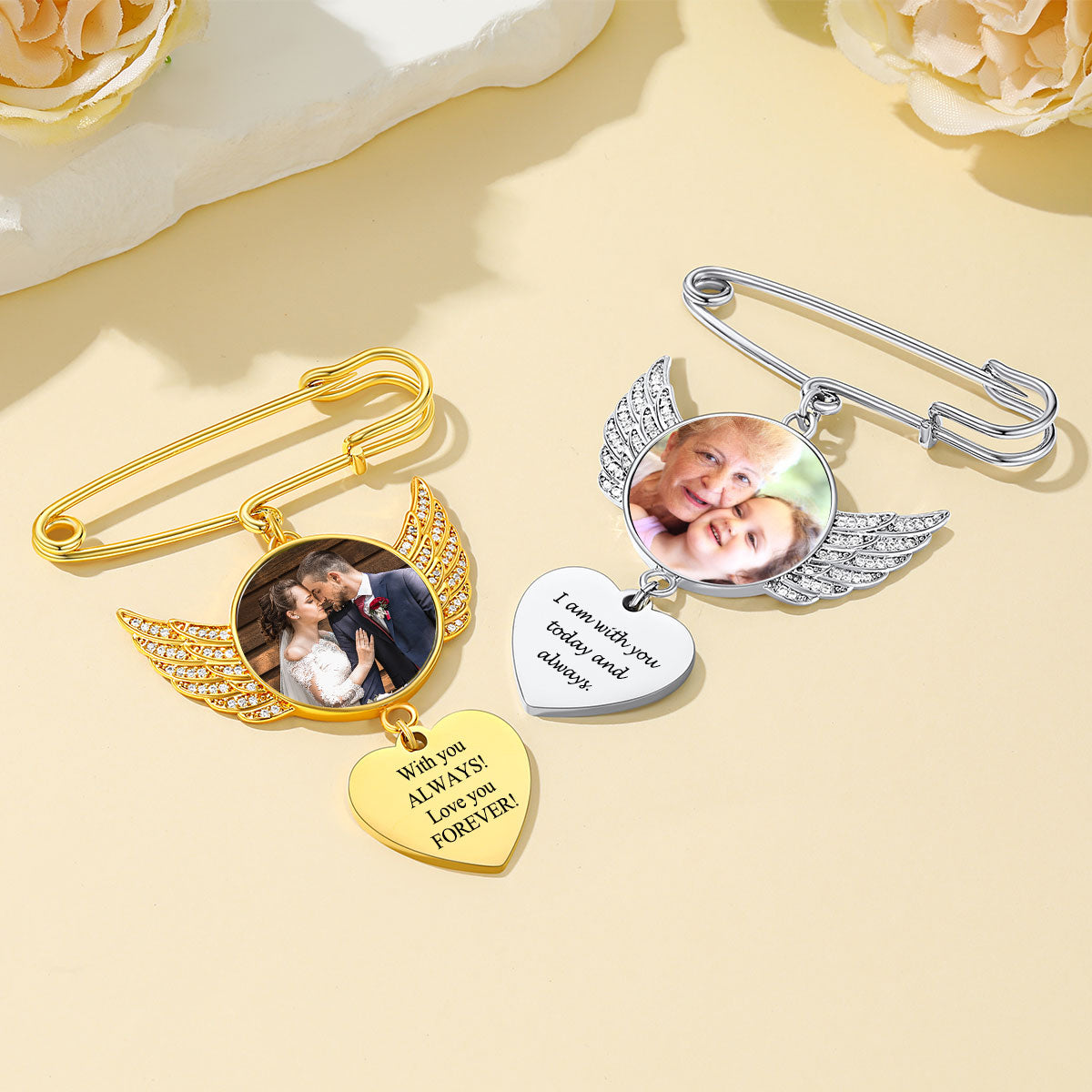 Angel Wing Wedding Picture Brooch Pins