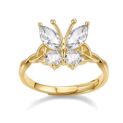 April Adjustable Celtic Knot Butterfly Birthstone Ring