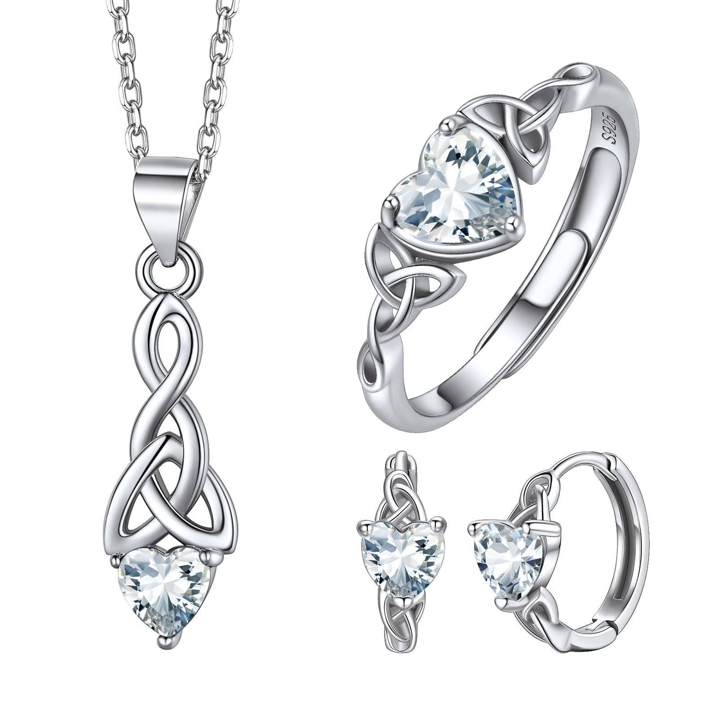 April Birthstone Celtic Knot Jewelry Set