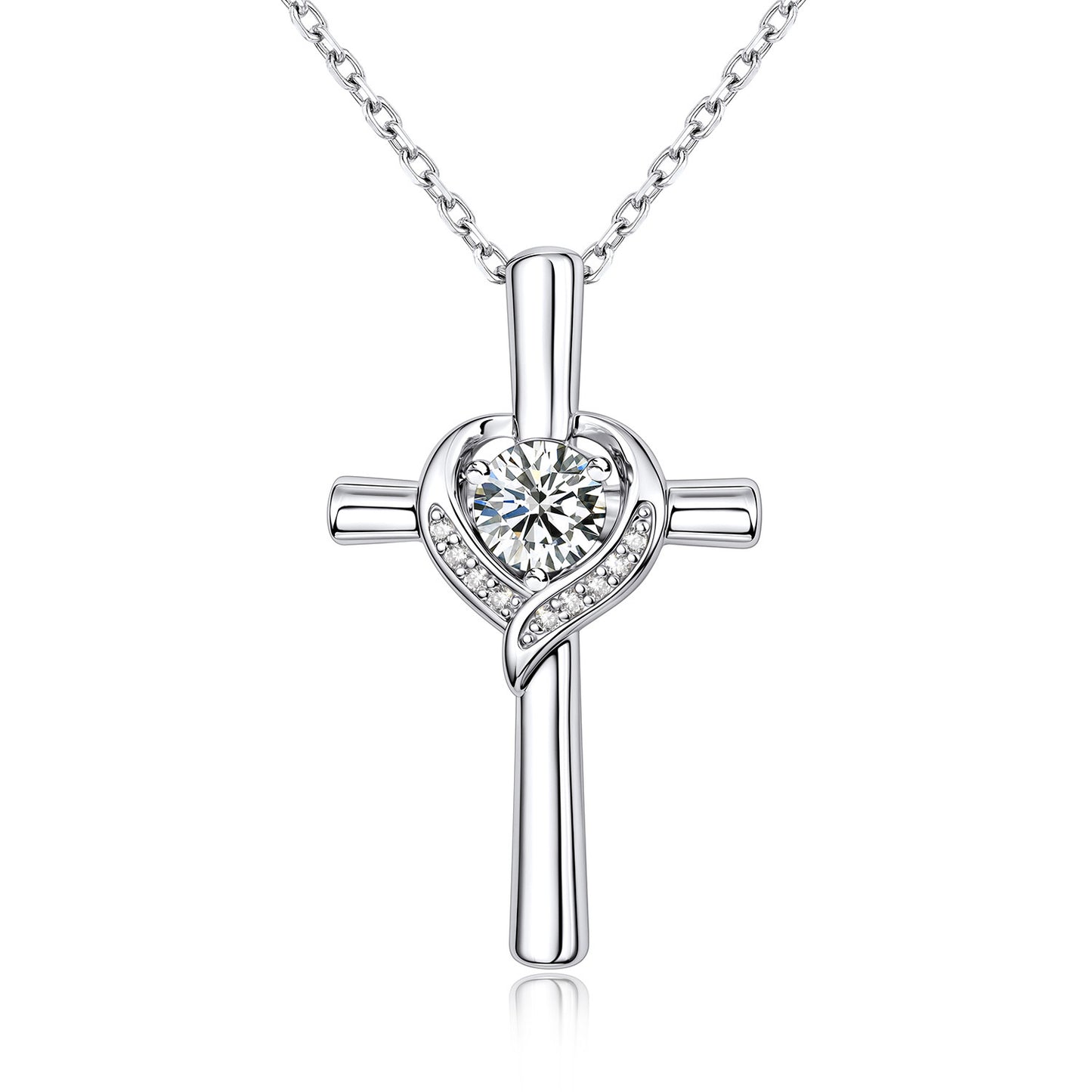 April Birthstone Cross Necklace For Women on a white background