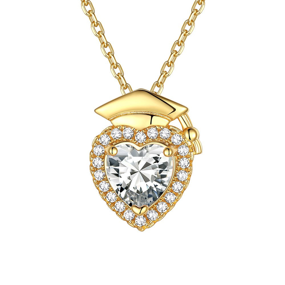 April Birthstone Graduation Necklace Gold