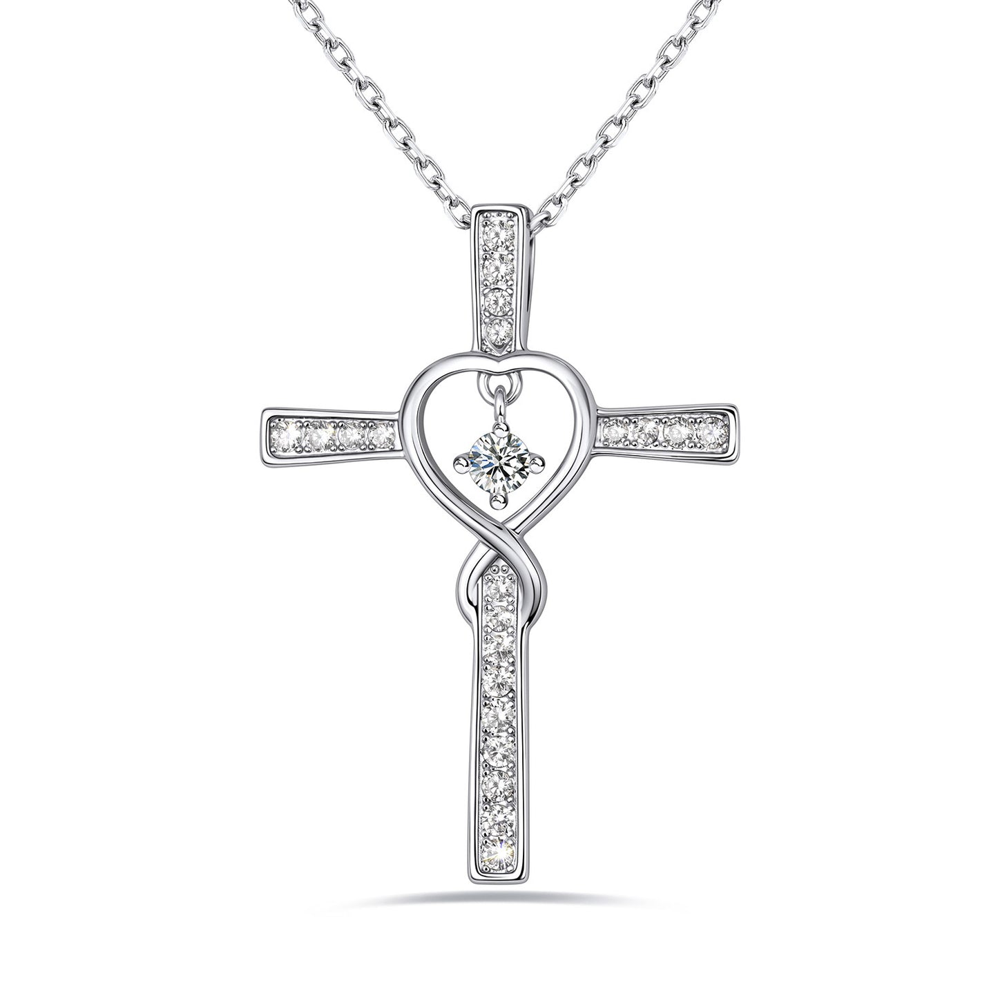 April Birthstone Infinity Cross Necklace For Women on a white background