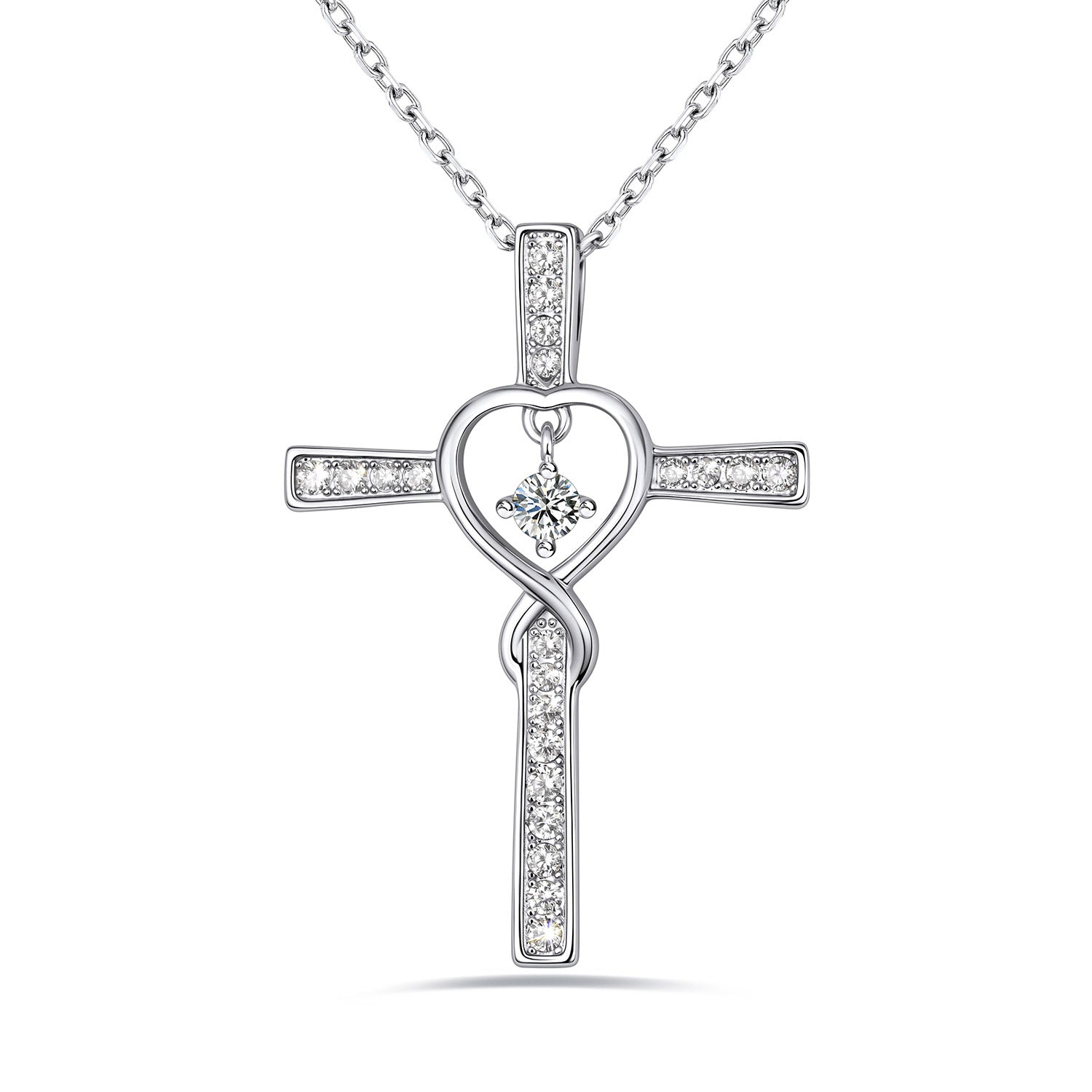 April Birthstone Infinity Cross Necklace For Women on a white background