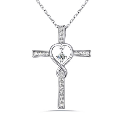 April Birthstone Infinity Cross Necklace For Women on a white background