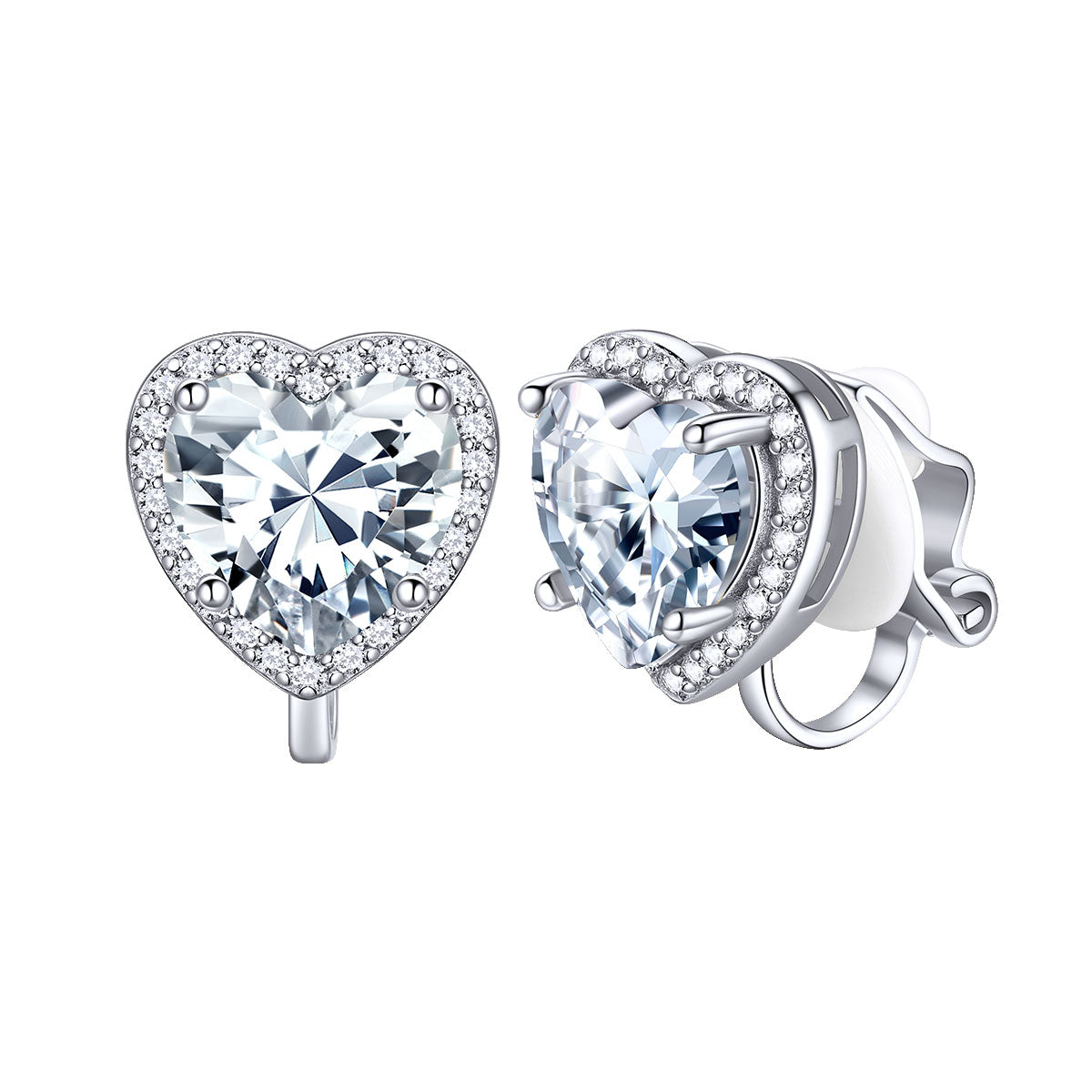 April Heart Birthstone Clip-on Earrings