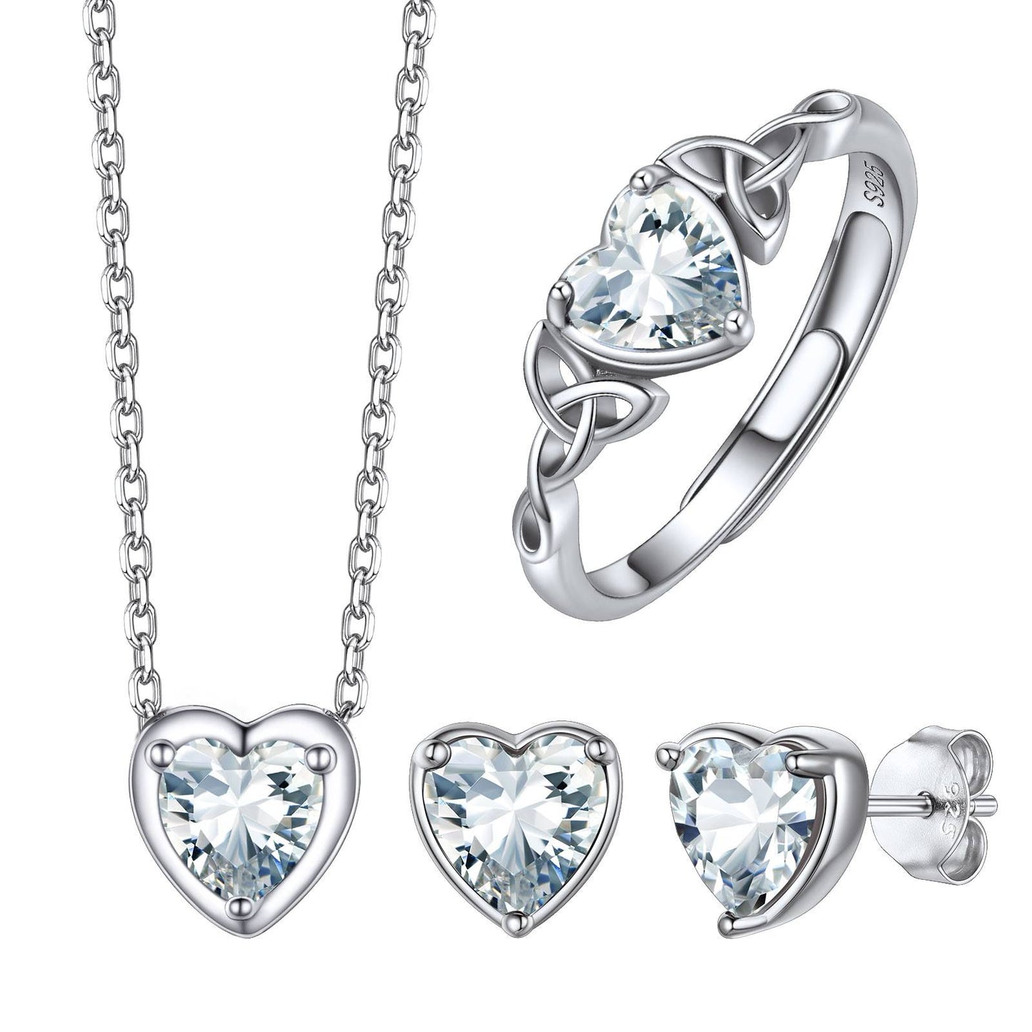 April Heart Birthstone Jewelry Set