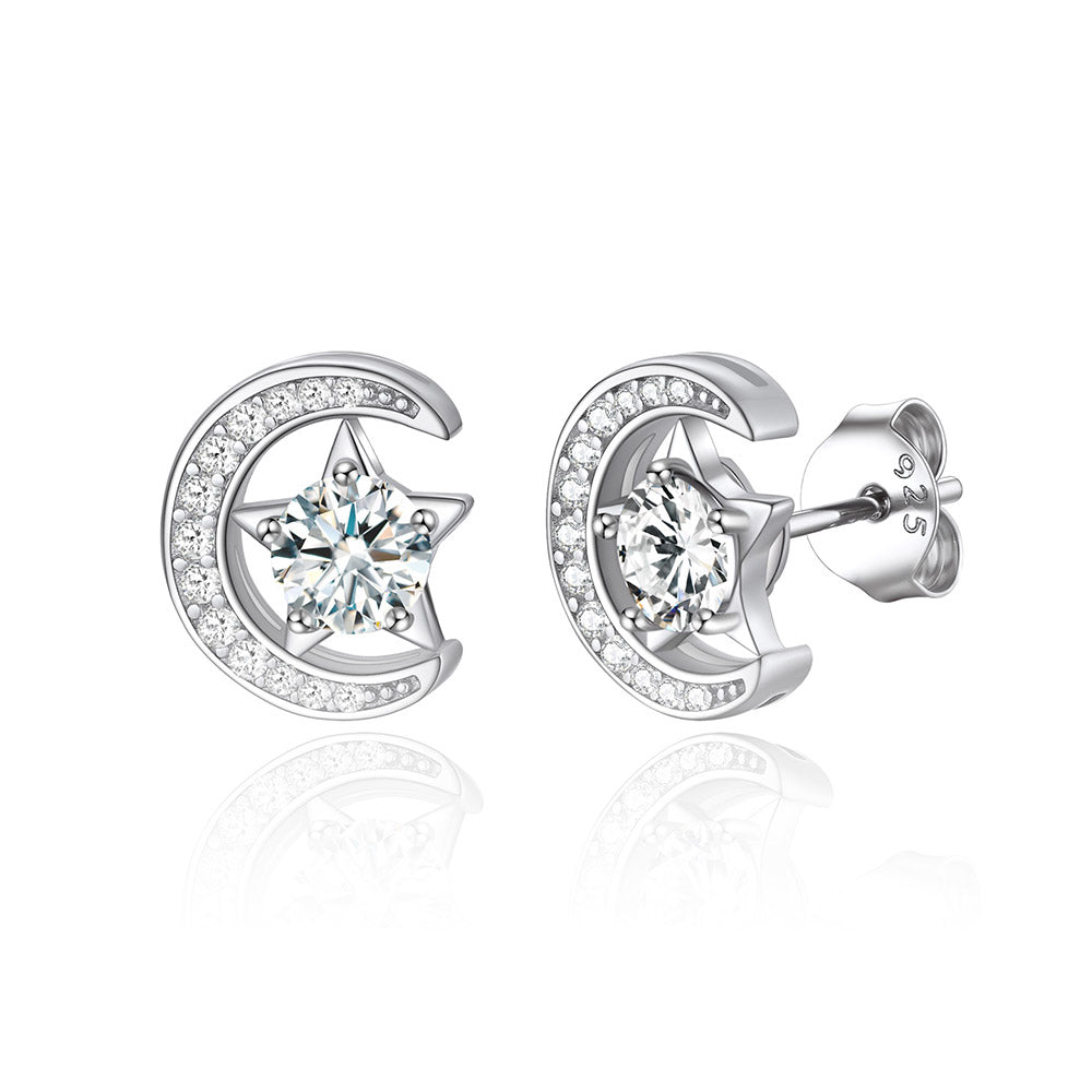 April Moon Star Birthstone Stud Earrings