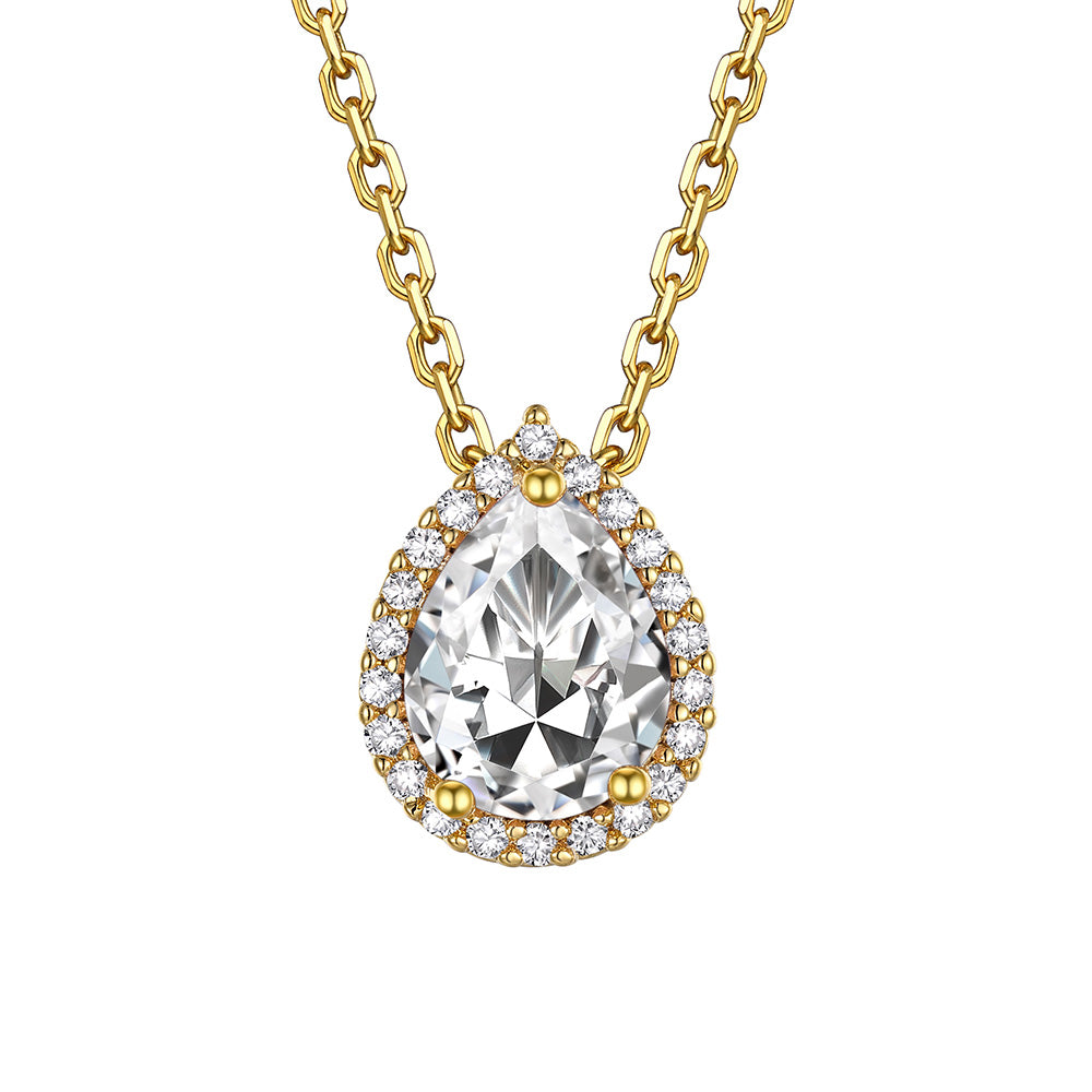 April Teardrop Birthstone Necklace Gold Plated