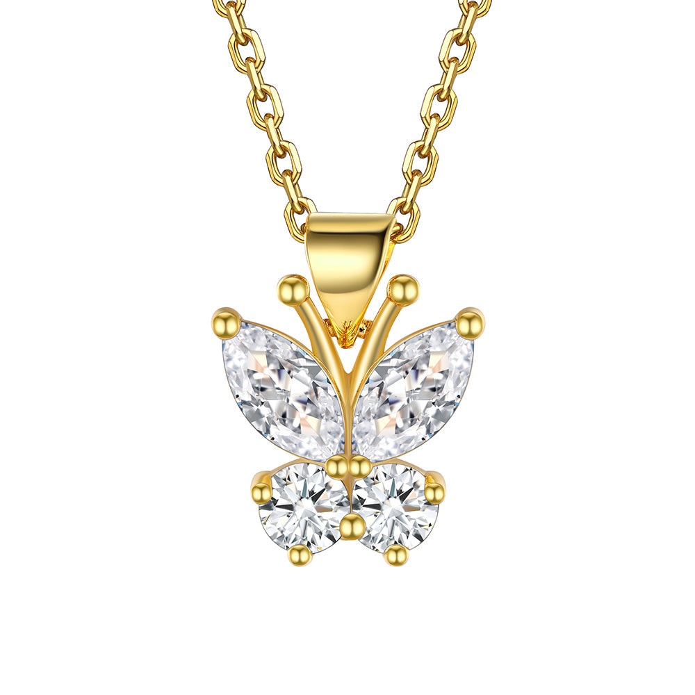 April birthstone butterfly necklace Gold Plated