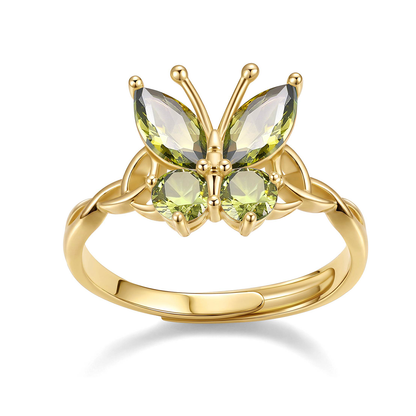 August Adjustable Celtic Knot Butterfly Birthstone Ring
