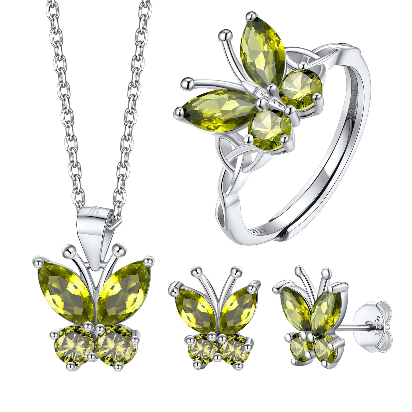 Butterfly Birthstone Jewelry Set