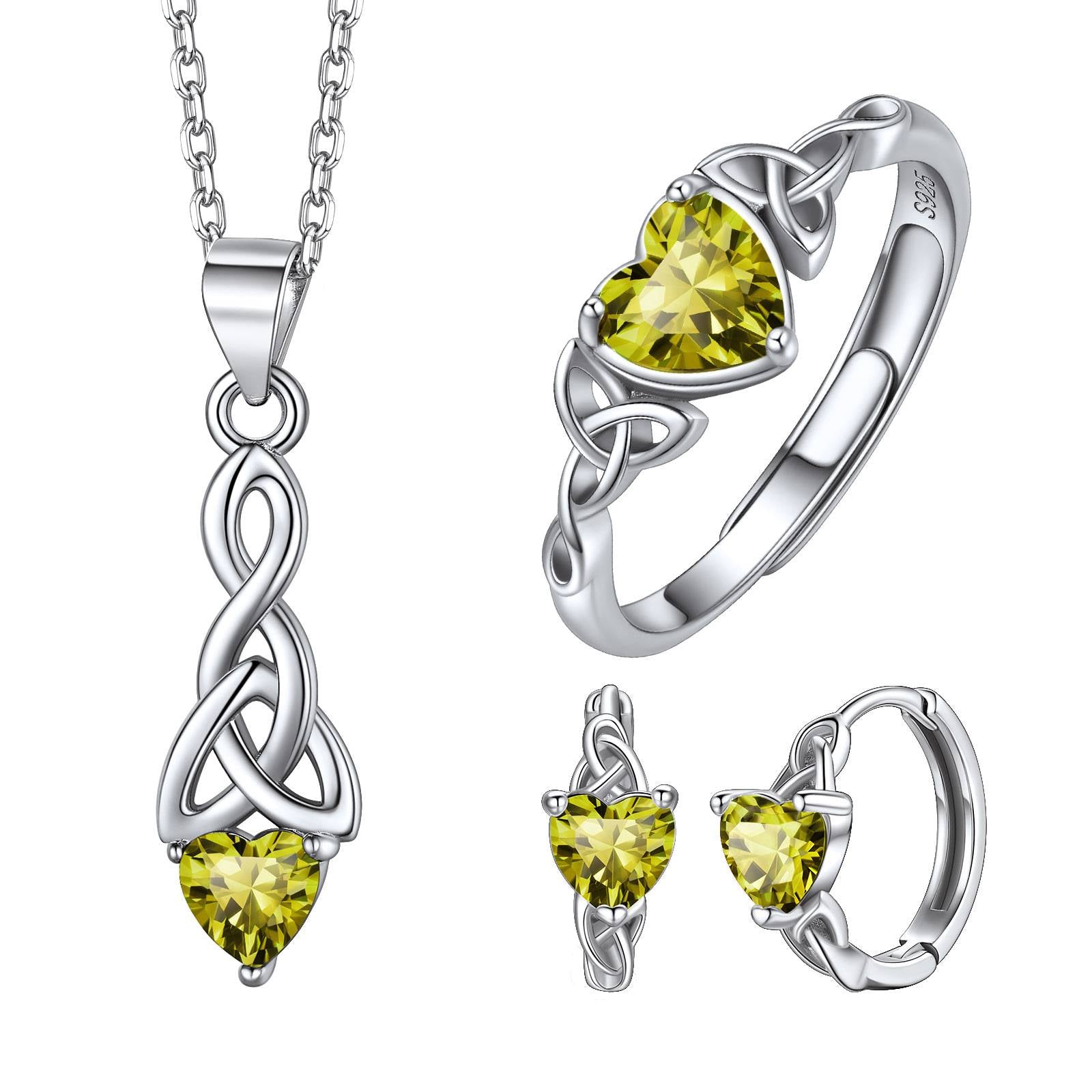 August Birthstone Celtic Knot Jewelry Set