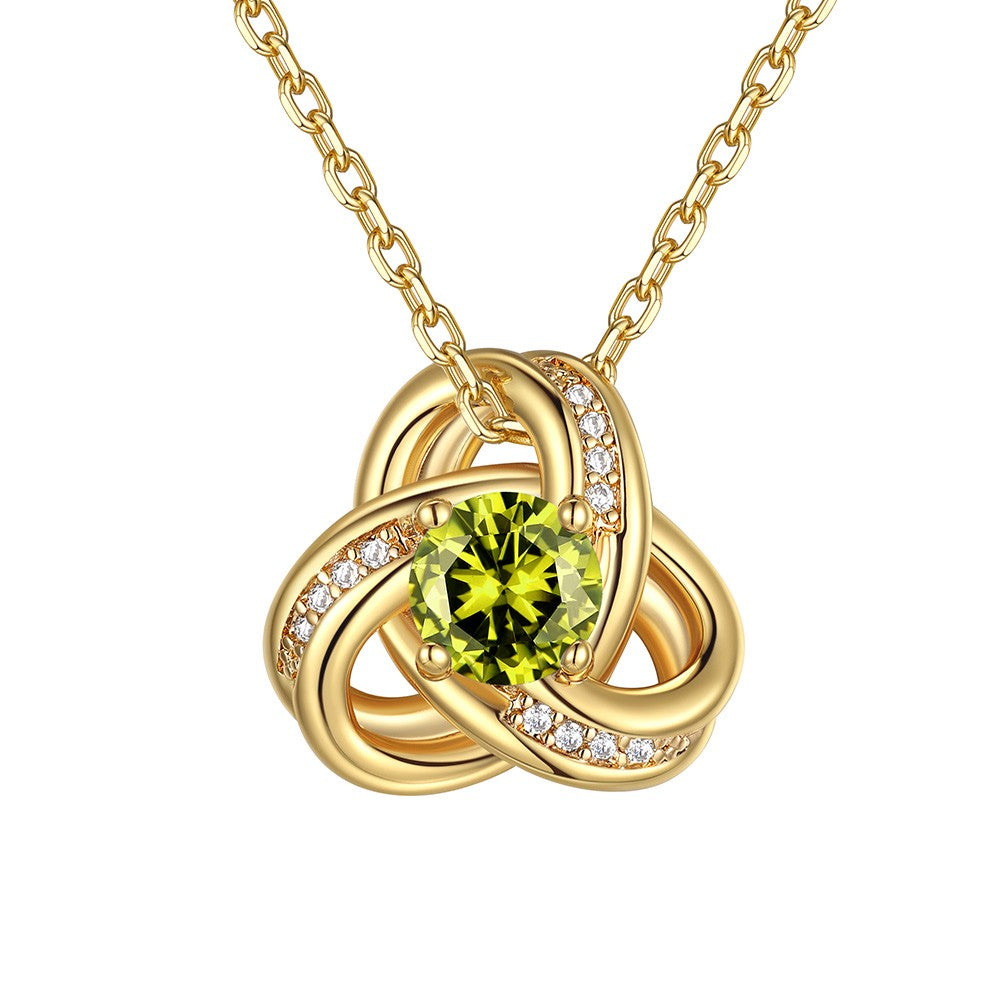 August Birthstone Love Knot Necklace