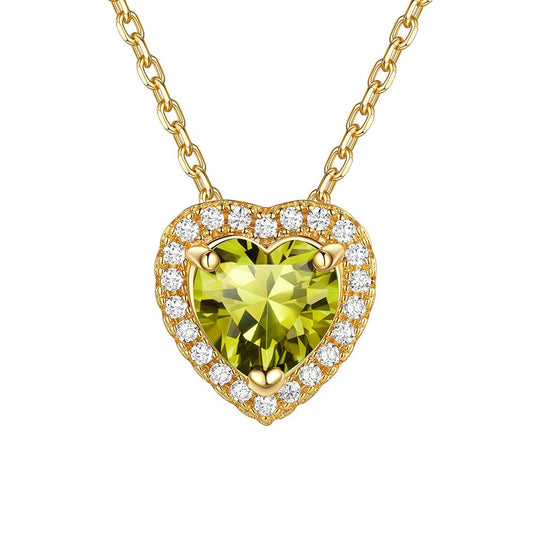 August Halo Heart Birthstone Necklace for Women