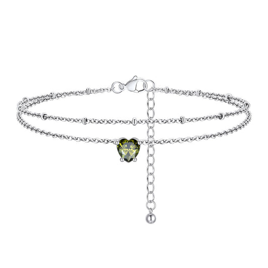 August Heart Birthstone Anklet FIA23770