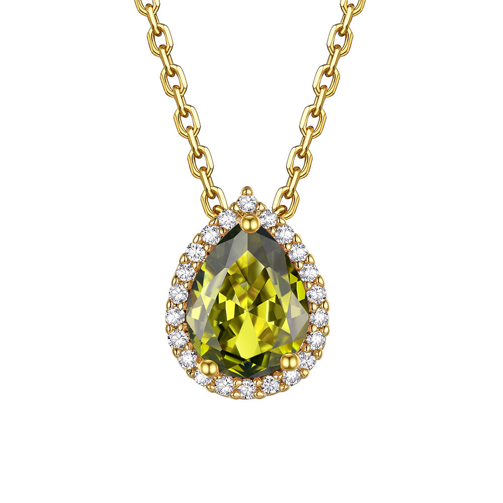 August Teardrop Birthstone Necklace Gold Plated