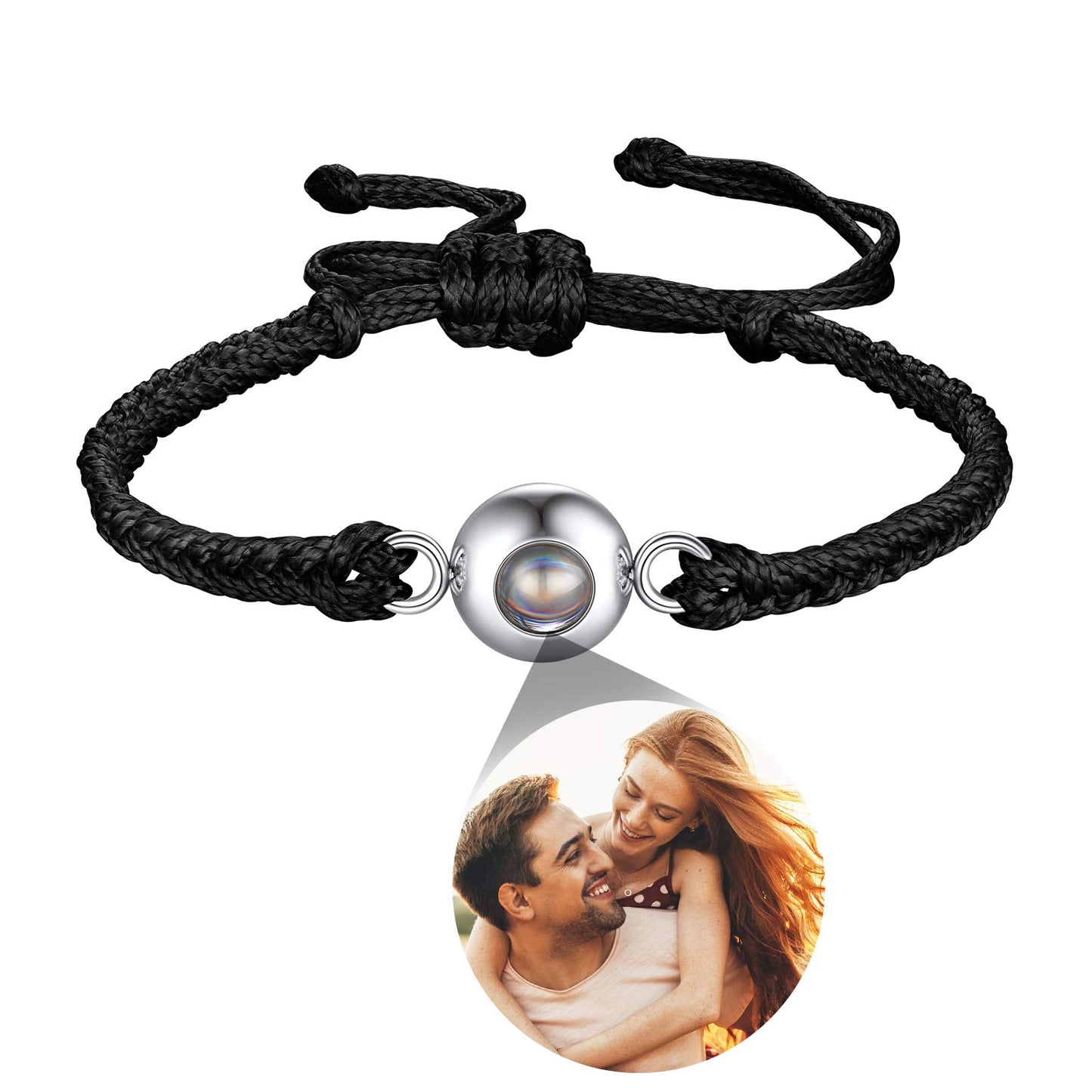 Personalized Photo Projection Bracelet Braided Rope Bracelet