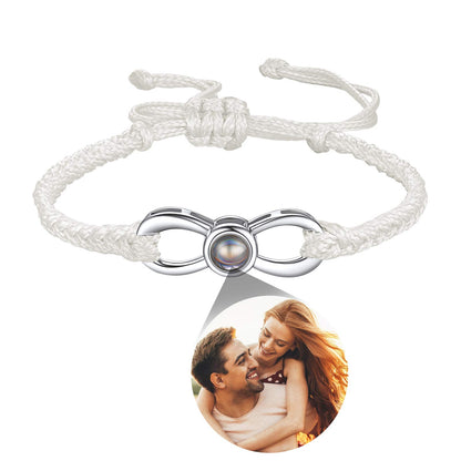 Personalized Infinity Photo Projection Bracelet Braided Rope Bracelet