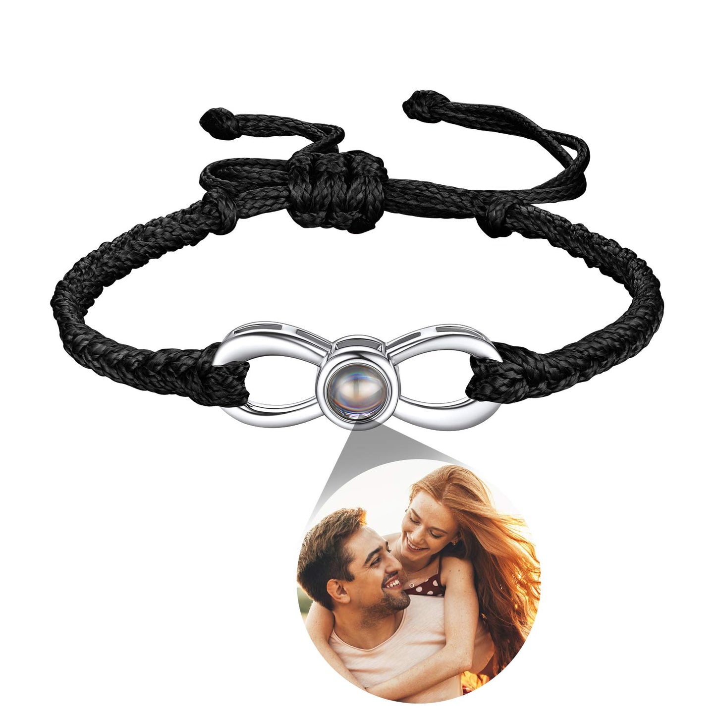 Personalized Infinity Photo Projection Bracelet Braided Rope Bracelet