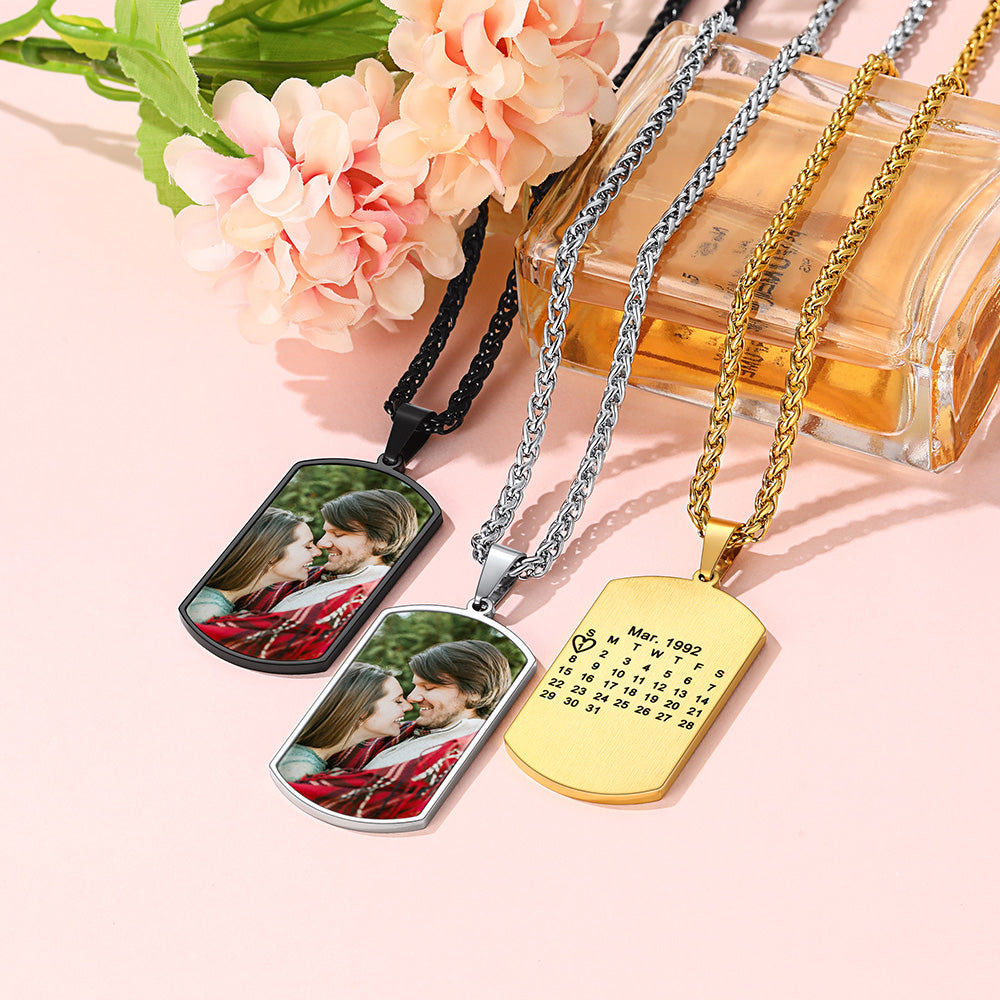 Personalized Dog Tag Picture Necklace for Men Women