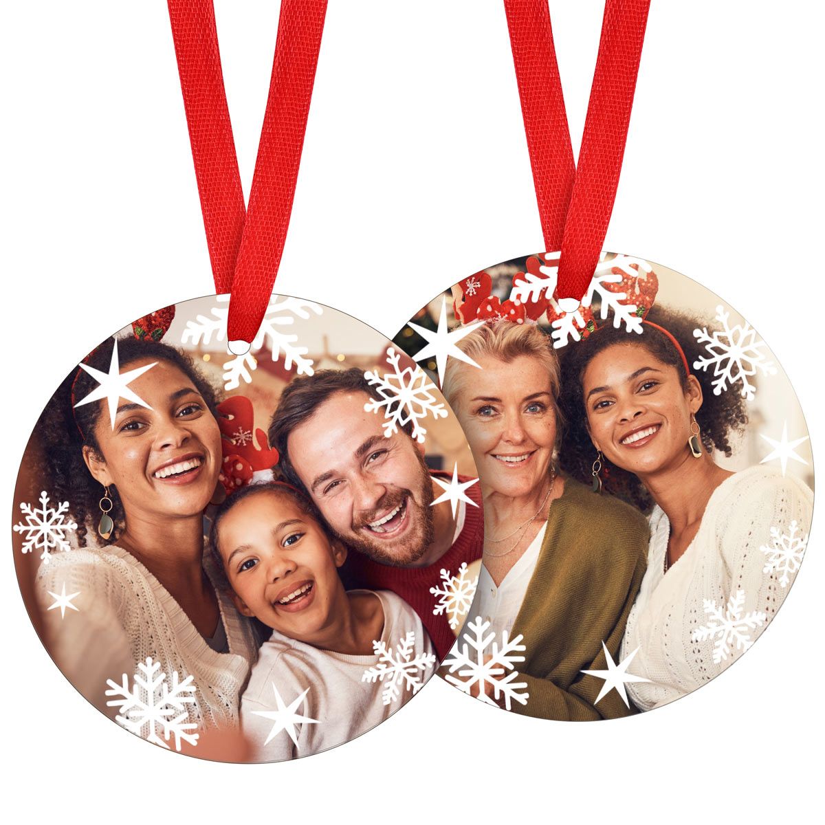 Personalized Photo Christmas Ornaments with Snowflake