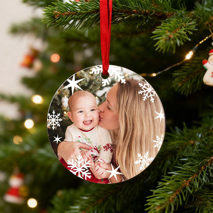 Personalized Photo Christmas Ornaments with Snowflake