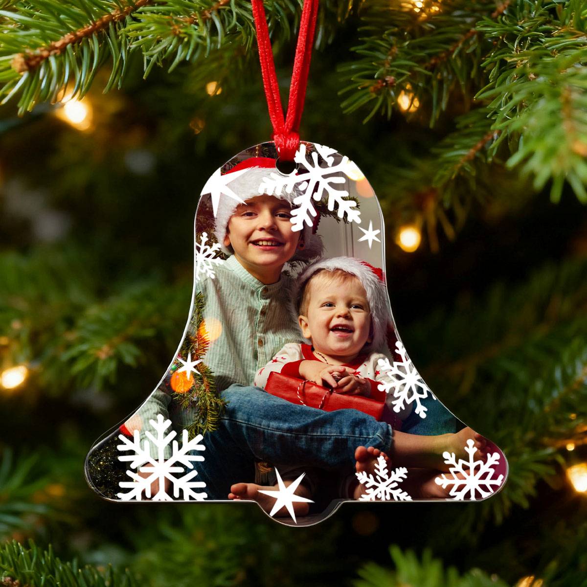 Personalized Photo Christmas Ornaments with Snowflake