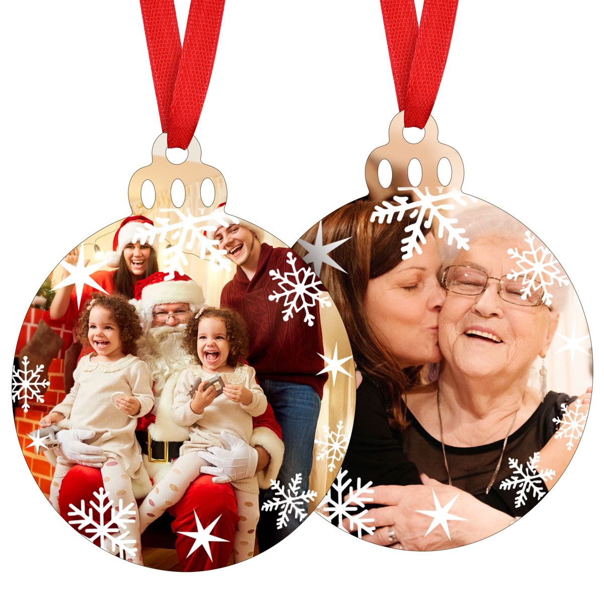 Personalized Photo Christmas Ornaments with Snowflake