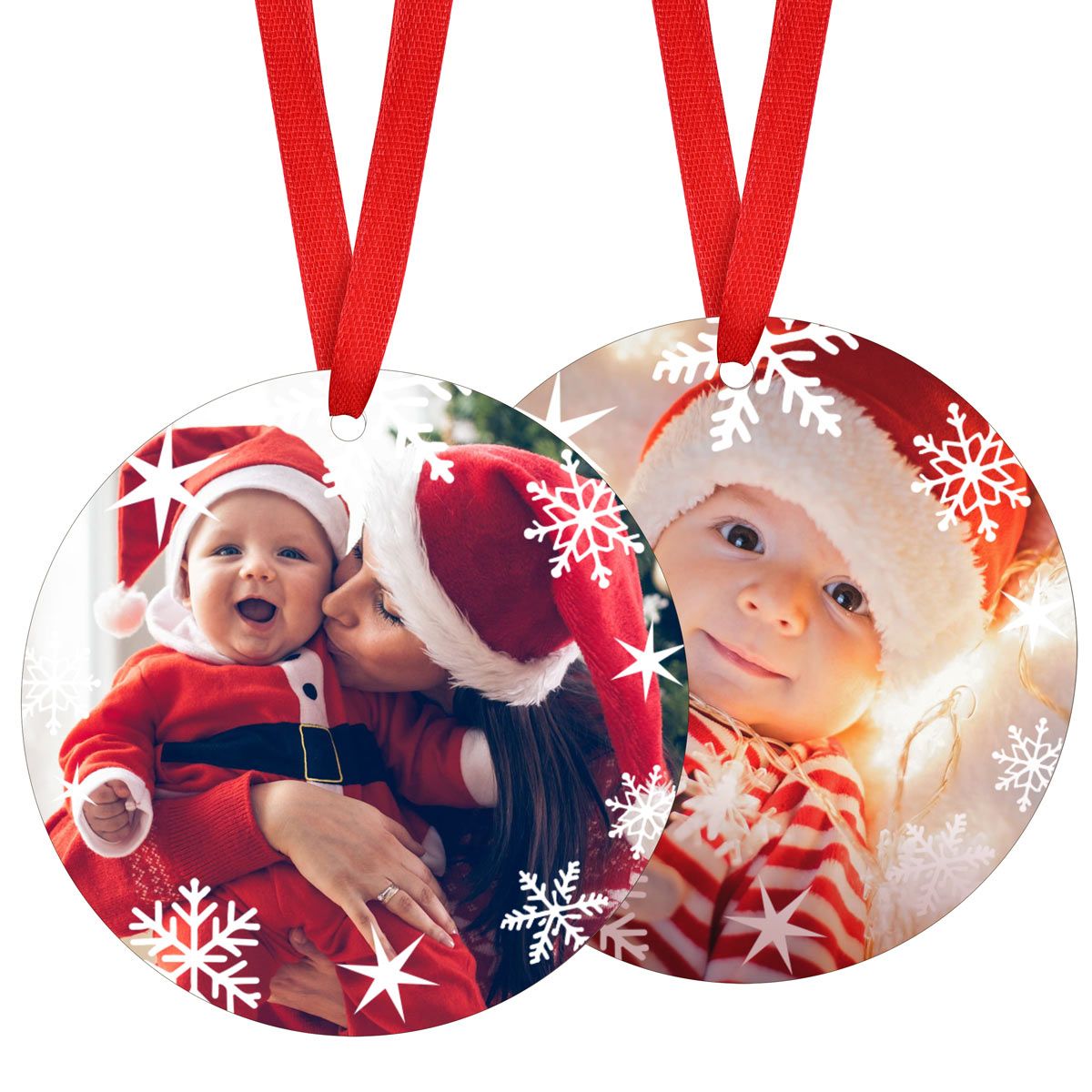 Personalized Photo Christmas Ornaments with Snowflake