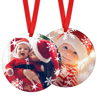 Personalized Photo Christmas Ornaments with Snowflake