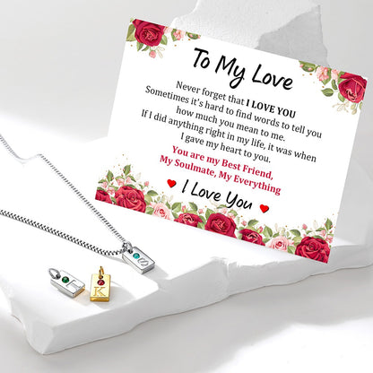 Personalized Initial Birthstone Tag Necklace for Women