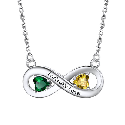 Birthstone Infinity Necklace-Silver