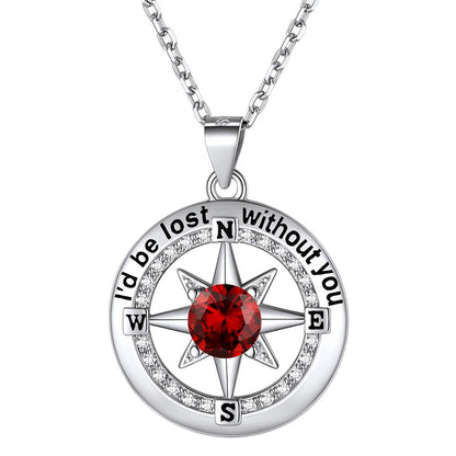 925 Sterling Silver North Star Nautical Compass Necklace