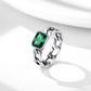 Vintage Silver Chain Ring May Emerald Cubic Zirconia Rings