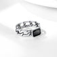 Vintage Silver Black Cubic Zirconia Rings Chain Link Ring