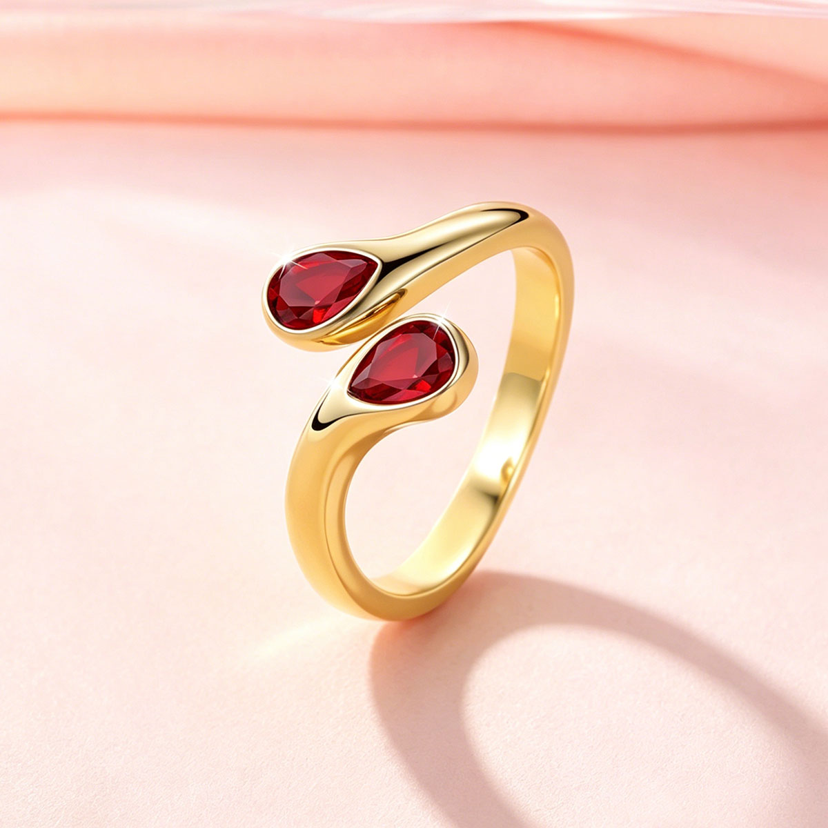 Custom Teardrop Birthstone Adjustable Ring
