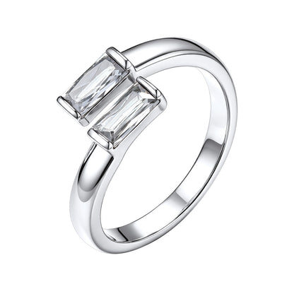 Baguette April Birthstone Rings  Adjustable Ring for Women